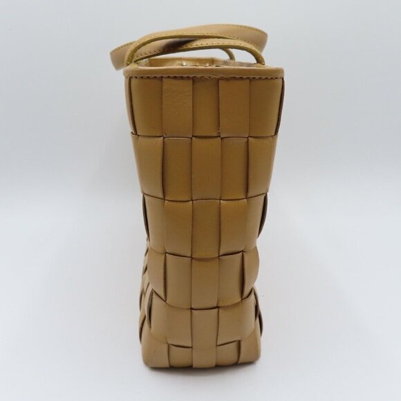 Cole Haan Basket Weave Tan Brown Genuine Leather Woven Top Handle Bag Handbag - Picture 2 of 11